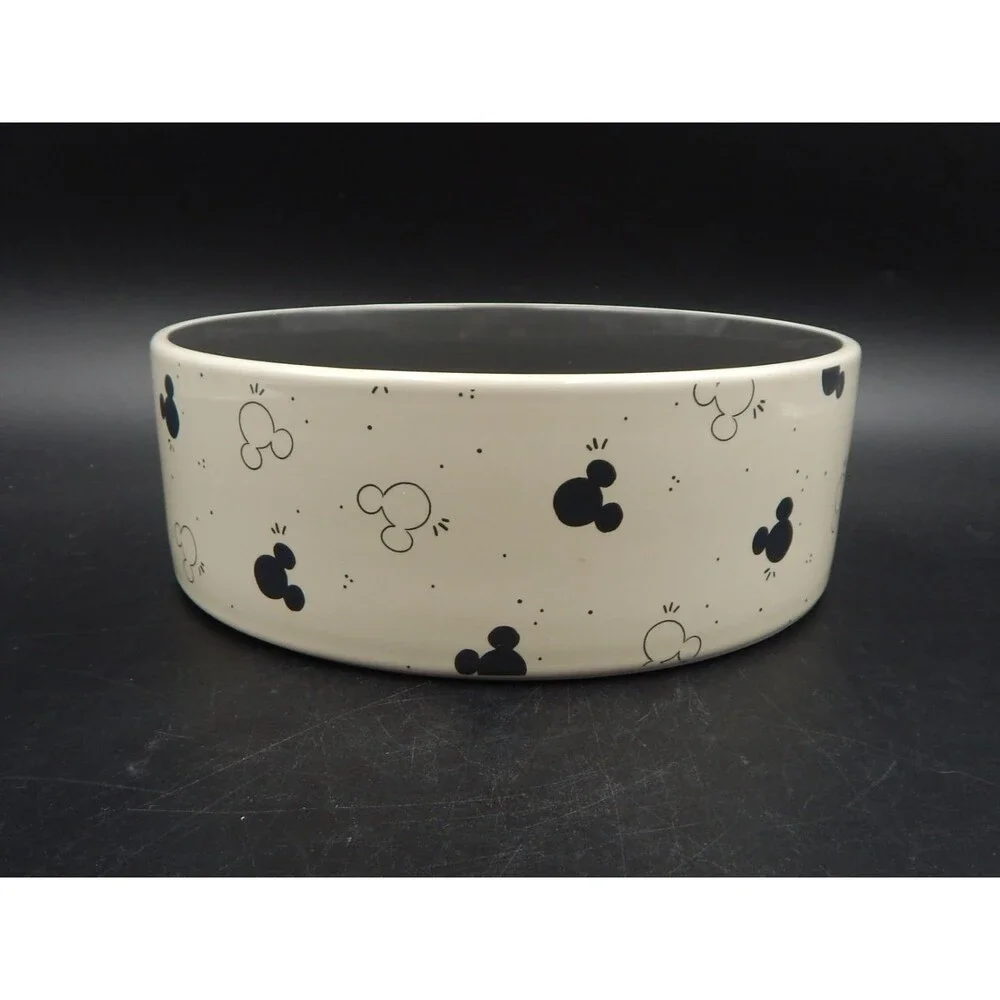Disney Mickey Mouse Watercolor Silhouette Non-Skid Ceramic Pet Bowl 64 Oz Grey